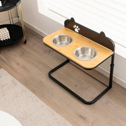 NNECW Metal Raised Dog Bowl Stand with 2 Stainless Steel Food Water Bowls for Medium/Large Dogs